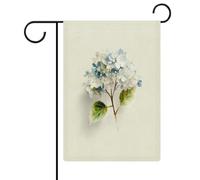 Acquerello Botanico Ortensia Morbido Pastello Giardino Bandiera Stagionale Vacanze Juta Doppio Lato Casa Cortile Bandiere Esterne 32X47 CM
