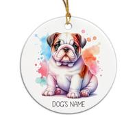 Acquerello Bulldog Inglese Christmas Party Bomboniere Ciondoli Natalizi Con Cordino Ciondoli Decorazione Albero Di Natalizia Ceramica Addobbi Per Natale