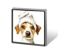 Acquerello Cane con Asciugamano Bianco sulla Testa Unisex Spille & Spille Quadrato Leggero Risvolto Distintivo Gioielli per Abbigliamento Scialle Cappello