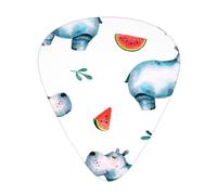 Acquerello carino ippopotamo anguria,12 pezzi di plettri per chitarra, 3 plettri di diverso spessore per chitarra acustica, basso, ukulele