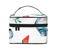 Acquerello carino ippopotamo anguria, borsa da viaggio per il trucco da donna, grande organizer per cosmetici