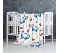 Acquerello carino ippopotamo anguria,Coperta morbida, calda, anti-pilling, in flanella, peluche, 76 x 127 cm