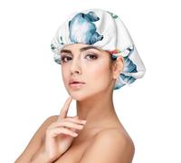 Acquerello carino ippopotamo anguria,Cuffia da notte in raso per adulti - Cuffia da notte elastica per donna, copricapelli per la notte