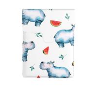 Acquerello carino ippopotamo anguria, Custodia per laptop in pelle PU, borsa per notebook, custodia per laptop, custodia per tablet