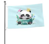 Acquerello Carino Piccolo Panda E Farfalla Bandiere Di Benvenuto Con 2 Occhielli Garden Flag Resistente Alle Intemperie Bandiere Da Giardino Decorazione Per Esterni Patio Interni 90X152Cm