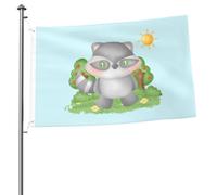 Acquerello Carino Procione Nel Bosco Bandiere Da Giardino Durevole Bandiere Di Benvenuto Con 2 Occhielli Garden Flag Decorazione Per Fattoria Esterni All'Aperto 90X152Cm