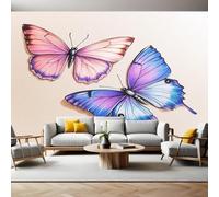 Acquerello Carta da Parati Fotografica Due farfalle Poster Giganti da Parete 400 x 280 cm Soggiorno Divano TV Hotel a Tema Corridoio di Lusso Sfondo Dipinto Murale