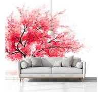 Acquerello Ciliegio In Fiore Carta da Parati In Tessuti non Tessuti 350 x 256 cm Murali, Bianco Fotomurale Murale, Soggiorno Camera da Letto Cameretta Dei Bambini Decorazione