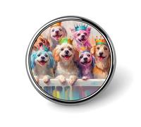 Acquerello Colorato Cani Rotondo Smalto Spilla Zaino Spille Distintivo Gioielli Giacche Estetiche Cappelli Decor Art