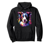 Acquerello Colorful Border Collie Dog Felpa con Cappuccio