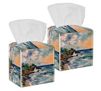 Acquerello con paesaggio marino con copertura per scatola di fazzoletti, porta fazzoletti quadrato decorativo per il viso, dispenser per tovaglioli per bagno, salotti, piano di lavoro, comodino