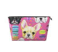Acquerello del cucciolo del bulldog francese, Borsa da toilette Borsa per trucco Borsa per cosmetici Borsa da toilette da viaggio portatile