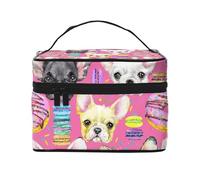 Acquerello del cucciolo del bulldog francese, Borsa per il trucco Borsa per cosmetici Borsa da toilette da viaggio portatile Astuccio per matite Astuccio da toilette