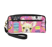 Acquerello del cucciolo del bulldog francese, Borsa per il trucco Borsa per cosmetici Borsa da viaggio portatile da toilette Astuccio in pelle per donne e ragazze