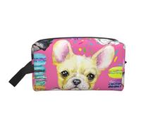 Acquerello del cucciolo del bulldog francese, Borsa per il trucco Borsa per cosmetici Borsa da viaggio portatile da viaggio Borsa per trucco Organizer
