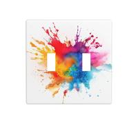 Acquerello delicato Splatter Rainbow Paints Double Gang Toggle Light Cover Wall Plate Switch Decor Dimensioni standard - 11,4 x 11,4 cm