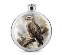 Acquerello di falco seduto fiaschetta rotonda in acciaio inox a prova di perdite fiaschetta whisky fiaschetta per compleanno regali di Natale per uomini donne damigella d'onore forniture per feste di