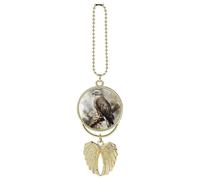 Acquerello di falco seduto ornamento da appendere per specchietto retrovisore regalo fortunato ornamento da appendere divertente ciondolo per auto per ufficio decorazione domestica in stile dorato