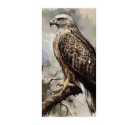 Acquerello di Hawk Seduto Copertura Della Porta Primavera Estate Appeso Bandiera Portico Cartello Esterno Stagionale Vacanze Yard Decor per Porta d'ingresso e Portico