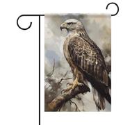 Acquerello di Hawk Seduto Estate Giardino Bandiera Doppio Lato 30x45 Pollici Yard Bandiere Primavera Sole Bandiere Giardino Stagionale Benvenuto Outdoor Bandiera Decorazione