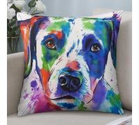 Acquerello di Un Cane Arcobaleno 2 Pezzi Fodere per Cuscini Antimacchia Federa Copri Confortevole Caso Fodere per Salotto Camera da Letto Casa 45X45Cm