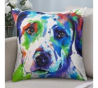 Acquerello di Un Cane Arcobaleno 2 Pezzi Fodere per Cuscini Morbida Copricuscini Antimacchia Caso Fodere per Letto Casa Letto 45X45Cm