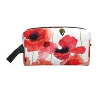 Acquerello dipinto a papavero rosso floreale, organizer per cosmetici di grande capacità, borsa da viaggio per il trucco da donna