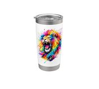 Acquerello dipinto Roaring Pride Lion Bicchiere termico in acciaio inox doppia parete