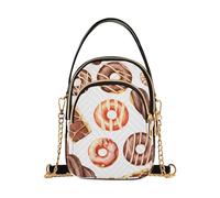Acquerello Donuts Dolci Donna Bianca Borsa a Tracolla Trapuntata Telefono Borsa a Catena Borsa Carino Signore Tote Crossbody Satchel