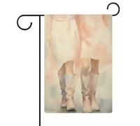 Acquerello Due Cowgirl Camminare Insieme Bandiera Giardino Casa Cortile Esterno Bandiera Stagionale Vacanze Bifacciali Bandiera 30,5 x 45,7 cm