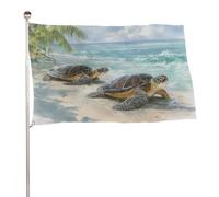 Acquerello Due Tartarughe Marine sulla Spiaggia Bandiera 3x5 Ft Esterna Giardino Bandiere Banner Decorazione Per Cortile Portico Prato Fattoria