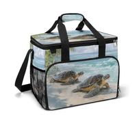 Acquerello Due Tartarughe Marine sulla Spiaggia Campeggio Cooler Bag Isolato Spiaggia Refrigeratori Portatile A Prova di Perdite Borse con Tracolla