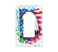 Acquerello Eagles 4 luglio Piastra di copertura decorativa interruttore 1 banda singola Rocker, America Independence Day piastra elettrica per camera da letto bagno Decor USA Standard Size Switchplate