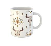 Acquerello Etnico Boho Della Tribù Delle Corna Del Teschio Di Mucca Tazze Di Caffè Divertenti Tazza Mug Ceramica Tazza Colazione Idea Regalo Per Fidanziati Natale Regalo Ufficio 330Ml