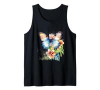 Acquerello Farfalla Fiori Tropicali Botanico Art Design Canotta