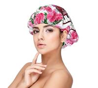Acquerello Fiore a fisarmonica Rosa,Cuffia da notte in raso per adulti - Cuffia da notte elastica per donna, copricapelli per la notte