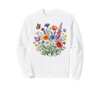 Acquerello Fiori di Campo Farfalle Api Impollinatore Giardino Felpa