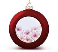 Acquerello Fiori di campo Fiori Rosa Ornamenti Palla di Natale Infrangibile Appeso Rosso Palline per Albero di Natale Decorazione Vacanze Festa di Nozze