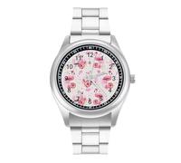 Acquerello Fiori Fenicottero e Pappagallo Orologi Da Uomo Stampa Analogico Al Quarzo Orologio