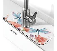 Acquerello fiori rubinetto tappetino per lavello da cucina super assorbente rubinetto pad splash catcher diatomite asciugatura rapida pietra rubinetto maniglia gocciolatoio vassoio tappetino per