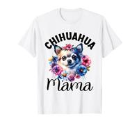 Acquerello Floreale Chihuahua Mamma Amanti del Cane Festa della Mamma Maglietta