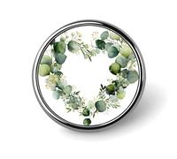 Acquerello Floreale Corona Eucalipto Foglie Cuore A Forma di Spilla Rotonda per Uomo Donna Moda Distintivo Collare Pin Vestito Giacca Zaino Accessori