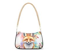 Acquerello Fox Piume Colorate Floreale Borsa a Tracolla per le Donne Classica Borsa Formale Hobo Catena Cinghia Del Portafoglio Della Chiusura Lamp