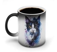 Acquerello gatto cambia colore tazza ceramica sensibile al calore tazza da caffè con manico regali divertenti 325 ml