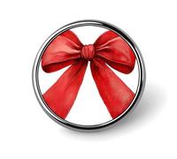 Acquerello Grande Fiocco Rosso per Natale Spilla Rotonda per Uomo Donna Moda Distintivo Collare Pin Vestito Giacca Zaino Accessori