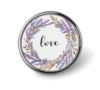 Acquerello lavanda corona con parole amore spilla rotonda per uomo donna moda distintivo collare pin vestito giacca zaino accessori