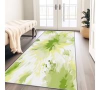 Acquerello Macchie D'Inchiostro Forme Di Fiori Tappeto Corridoio 80X200 Cm - Lavabile E Antiscivolo, Tappeto Lungo E Stretto Per Corridoio, Cucina O Entrata, Morbido, Facile Da Pulire Verde Pallido