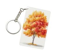 Acquerello maestoso albero autunnale arancione dorato acrilico portachiavi moda portachiavi auto catene acriliche tag per uomo donna