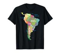 Acquerello Mappa del Sud America T-shirt Brasile Argentina Maglietta