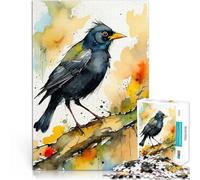 Acquerello merlo eurasiatico su ramo Puzzle da 1000 pezzi per adulti Per il divertimento in famiglia perché è ideale come regalo per tutta la famiglia 38x26cm
